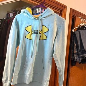 Under Armour Sky Blue Hoodie with Bold Yellow Emblem